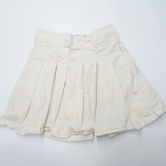 American Eagle Outfitters A-Line Skirt Women's 2 Ivory Cotton Pleated Classic - Picture 1 of 8
